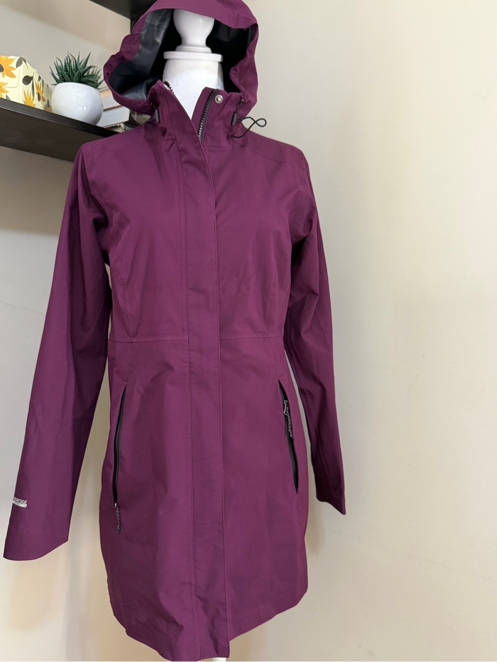 Eddie Bauer Women's Hooded Waterproof Trench Coat in Plum